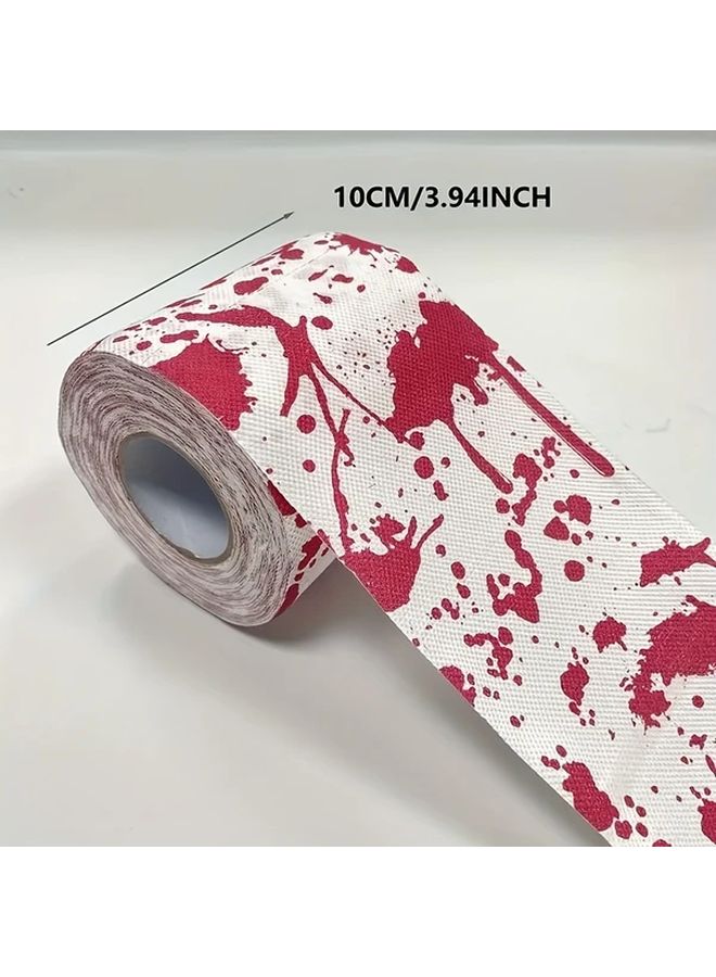Halloween Blood Splatter Toilet Paper 2 Rolls Red Splatter Horror Party Decor - Image 2